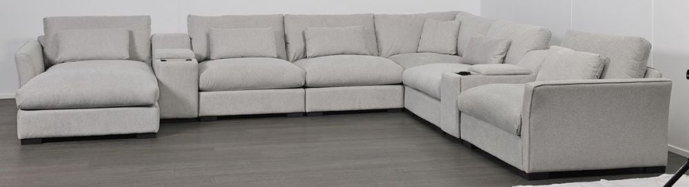 Matrix 6 Seater Corner Chaise Lounge Suite - Cloud
