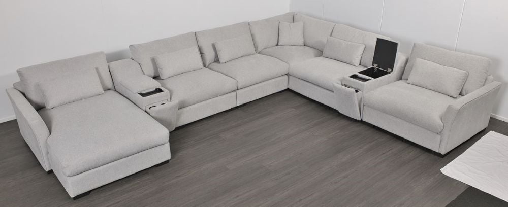 Matrix 6 Seater Corner Chaise Lounge Suite - Cloud