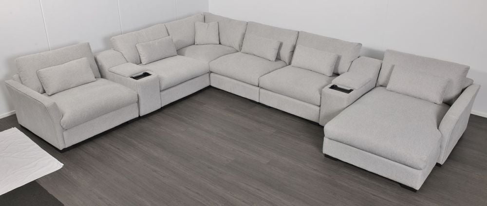 Matrix 6 Seater Corner Chaise Lounge Suite - Cloud