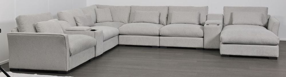 Matrix 6 Seater Corner Chaise Lounge Suite - Cloud