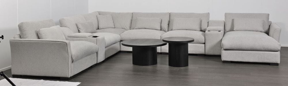 Matrix 6 Seater Corner Lounge With RAF Chaise - Cloud