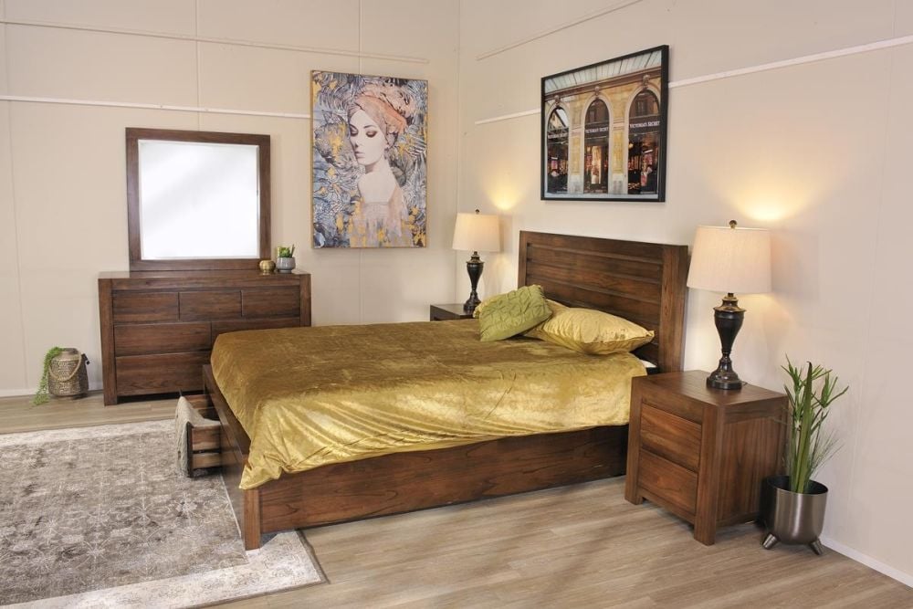 Metro 5 Piece King Bedroom Suite With Dressing Table & Mirror - Oak