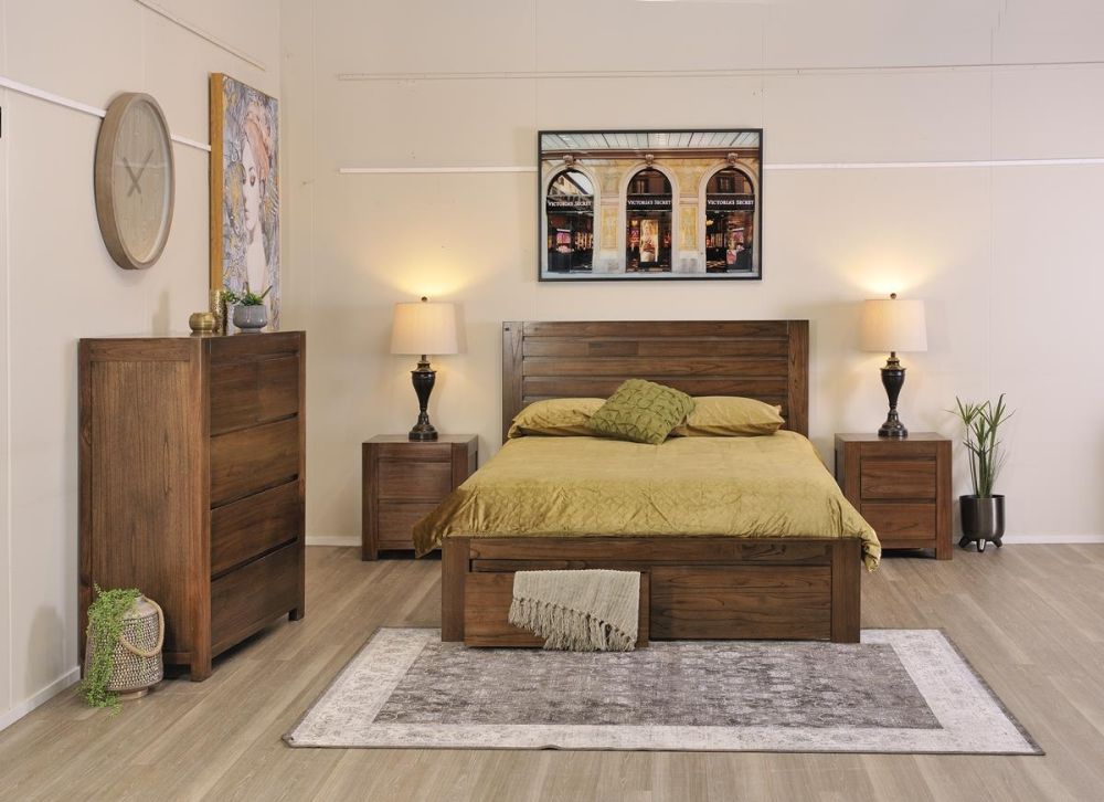 Metro King Bed With Storage Drawers - Oak