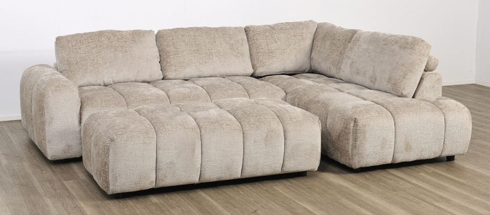 Monaco Chaise + Ottoman - Taupe