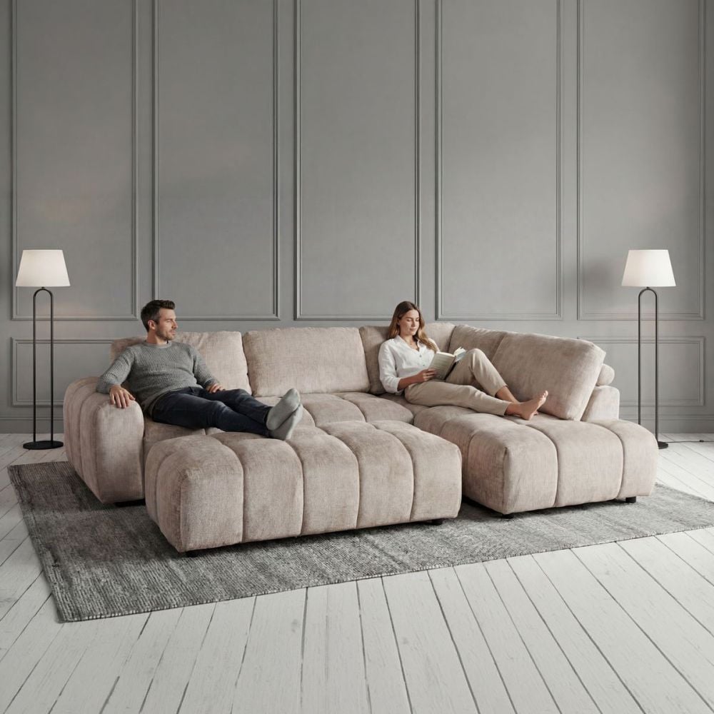 Monaco Chaise + Ottoman - Taupe