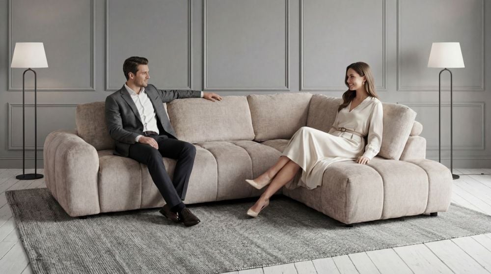Monaco Chaise + Ottoman - Taupe