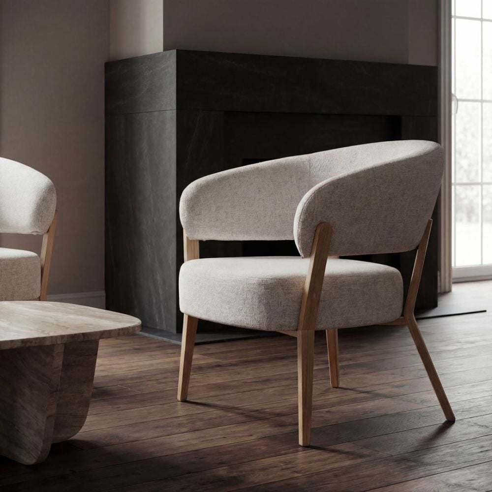 Monza Accent Chair - Linen & Oak
