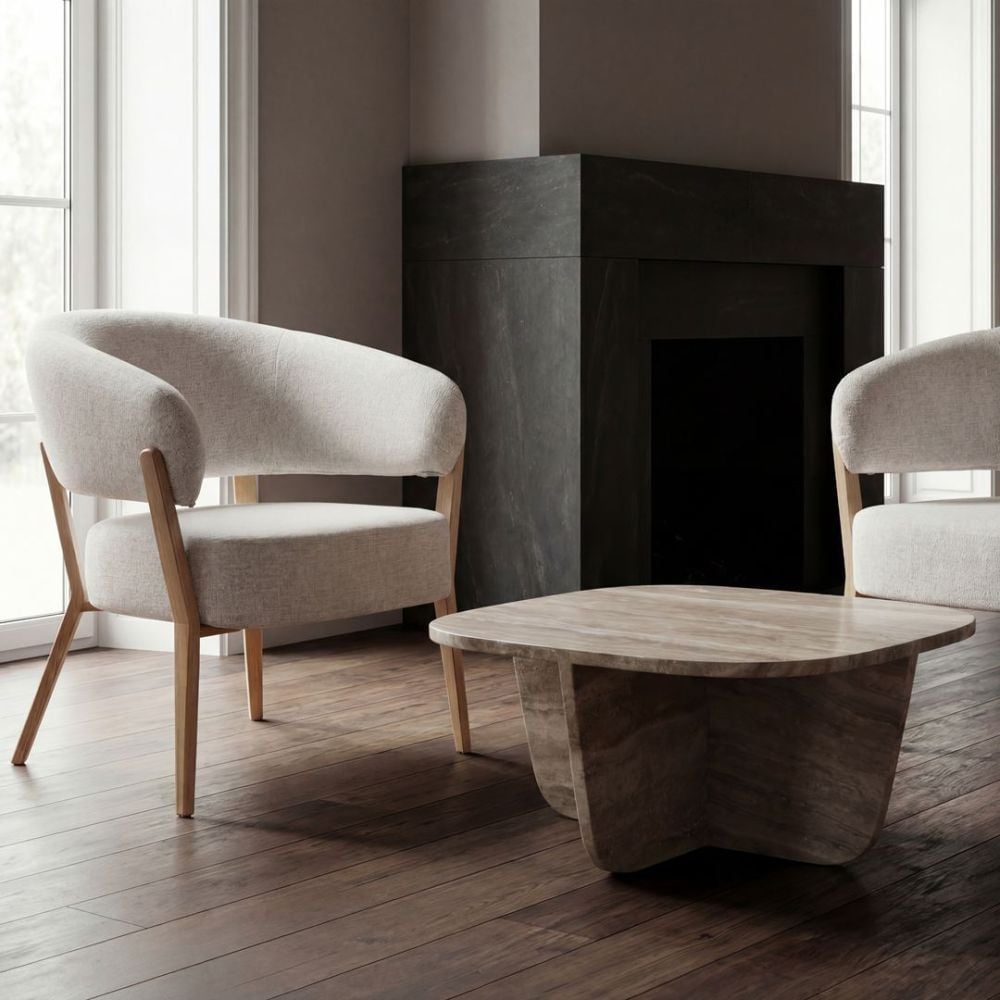 Monza Accent Chair - Linen & Oak