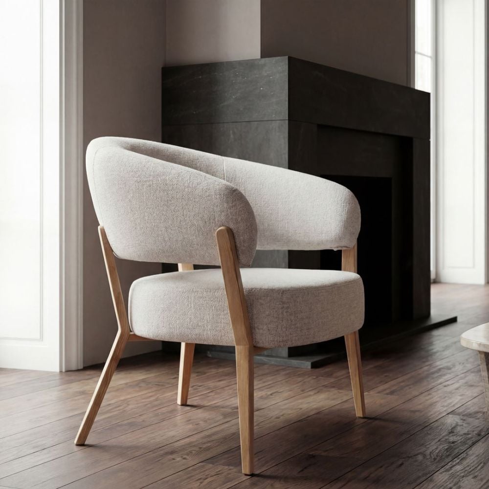 Monza Accent Chair - Linen & Oak