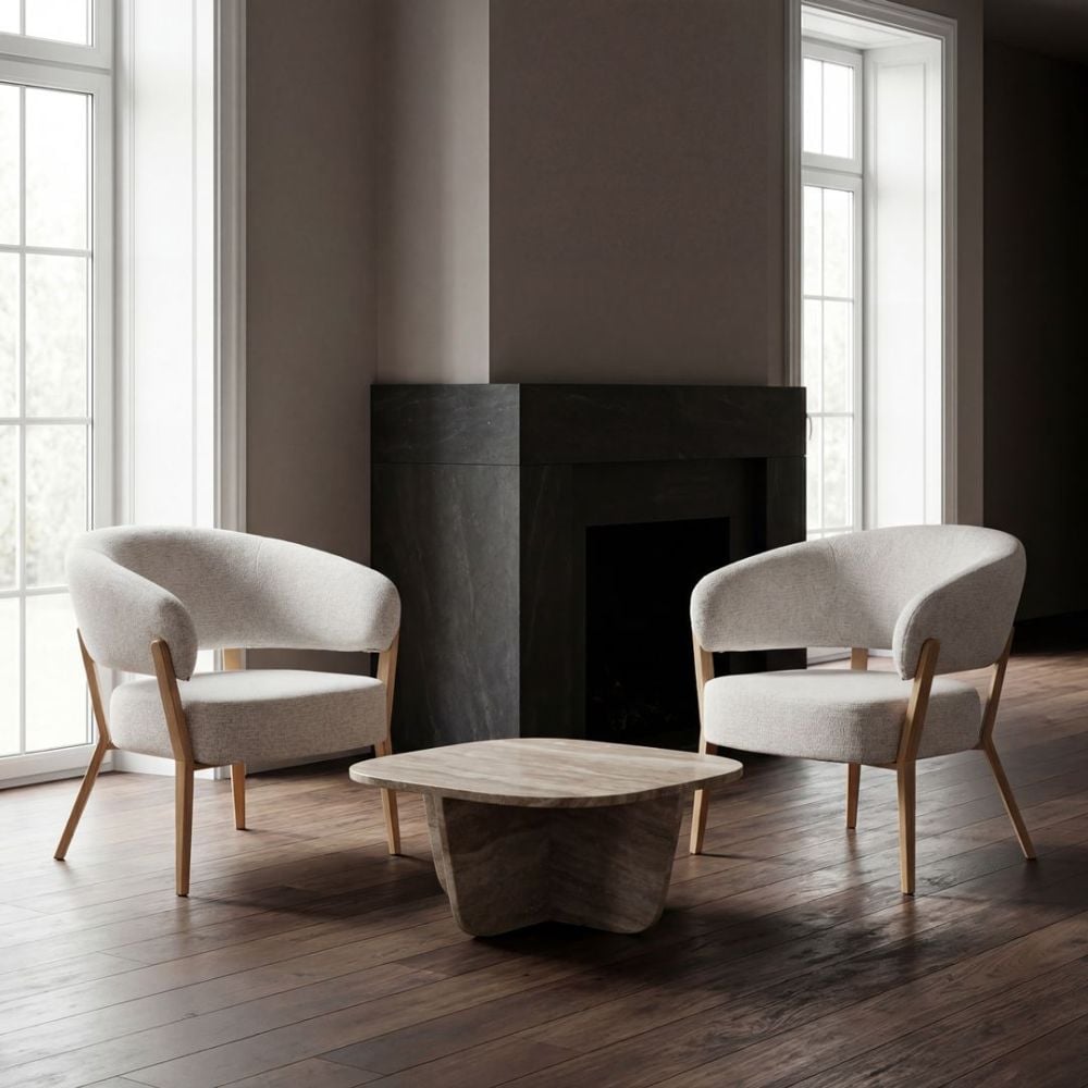 Monza Accent Chair - Linen & Oak
