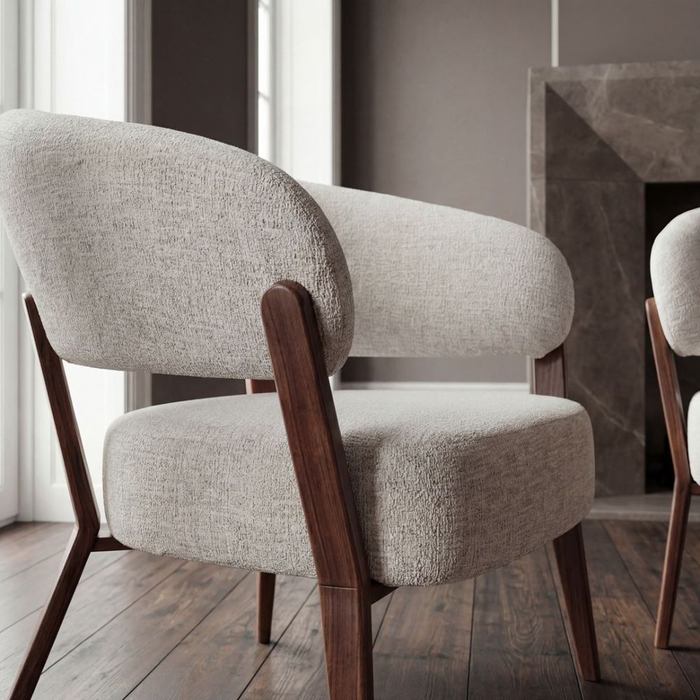 Monza Accent Chair - Linen & Walnut