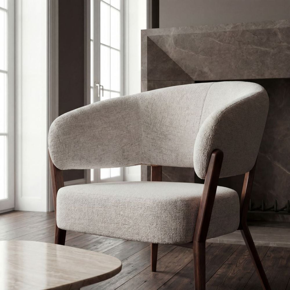 Monza Accent Chair - Linen & Walnut