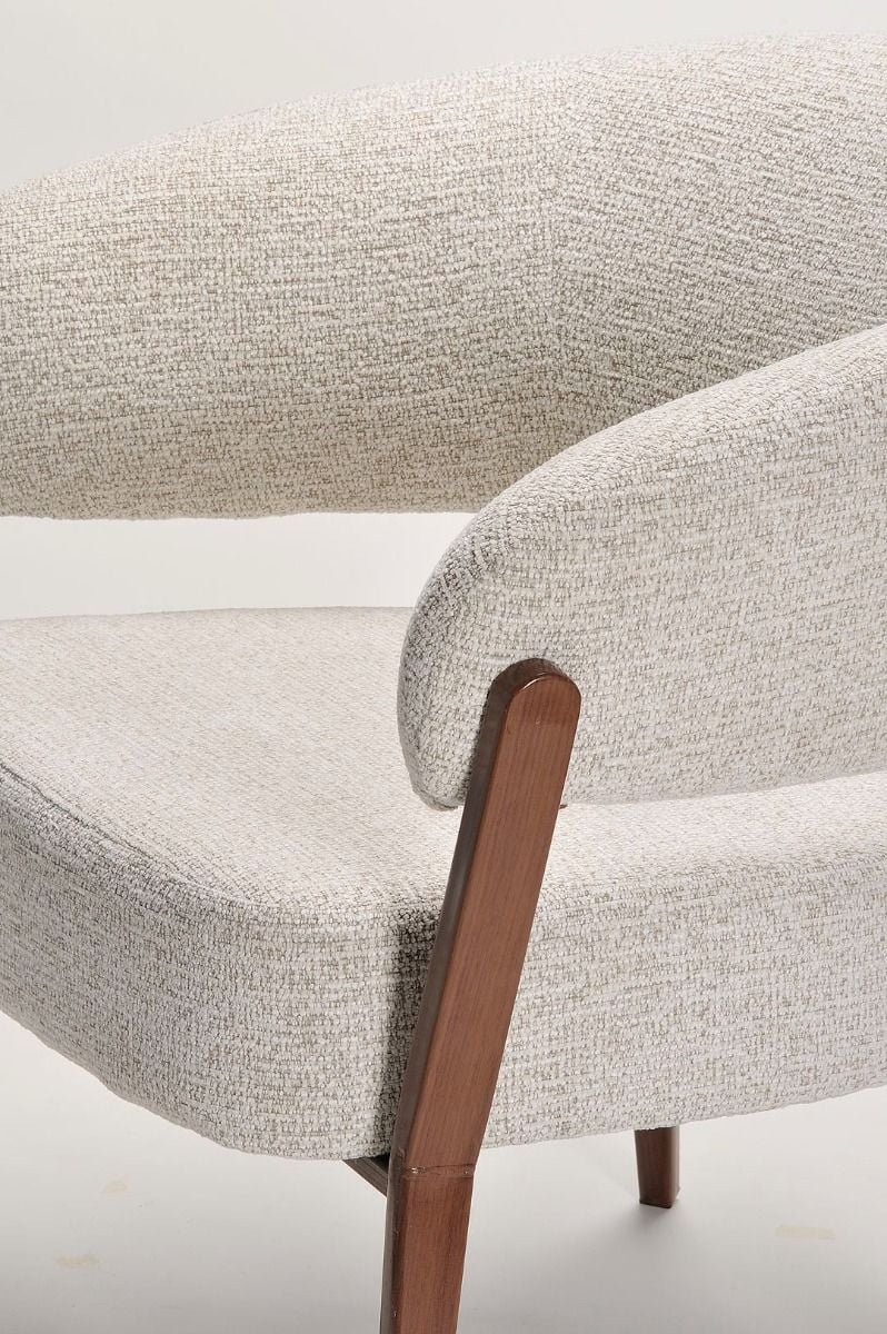 Monza Accent Chair - Linen & Walnut