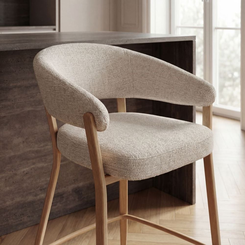 Monza Bar Stool - Linen & Oak