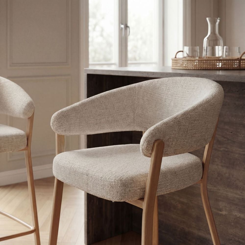 Monza Bar Stool - Linen & Oak