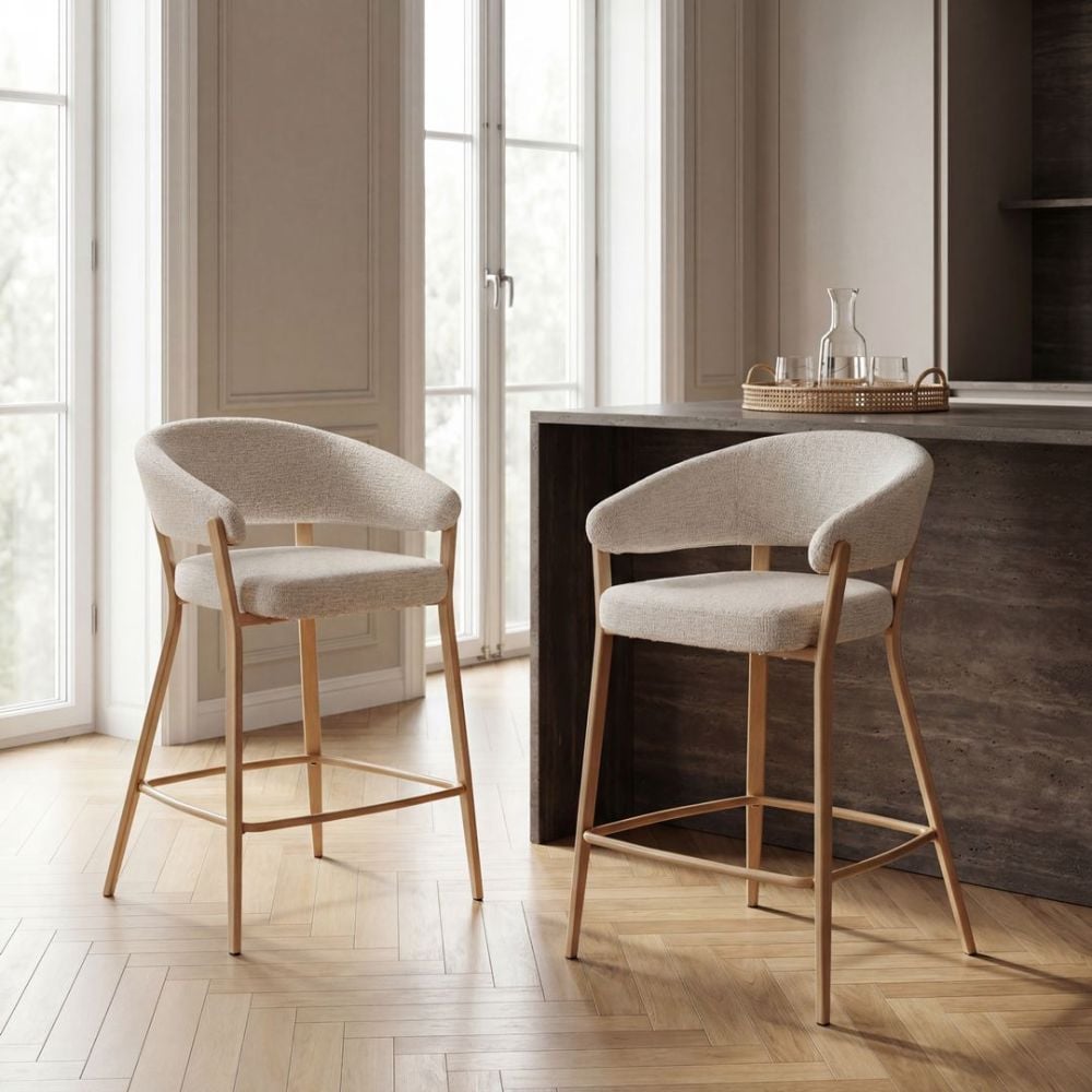 Monza Bar Stool - Linen & Oak