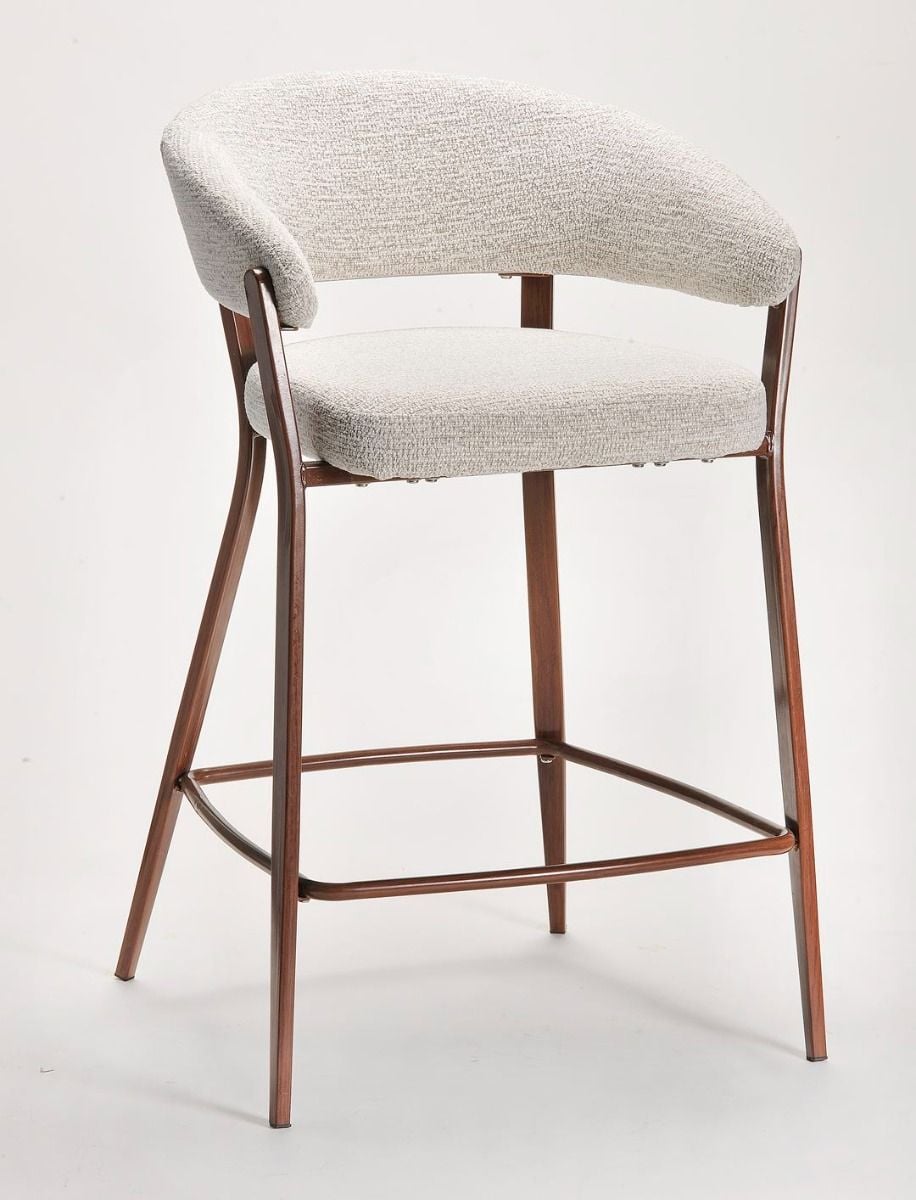 Monza Bar Stool - Linen & Walnut