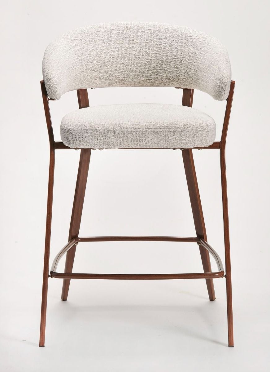 Monza Bar Stool - Linen & Walnut