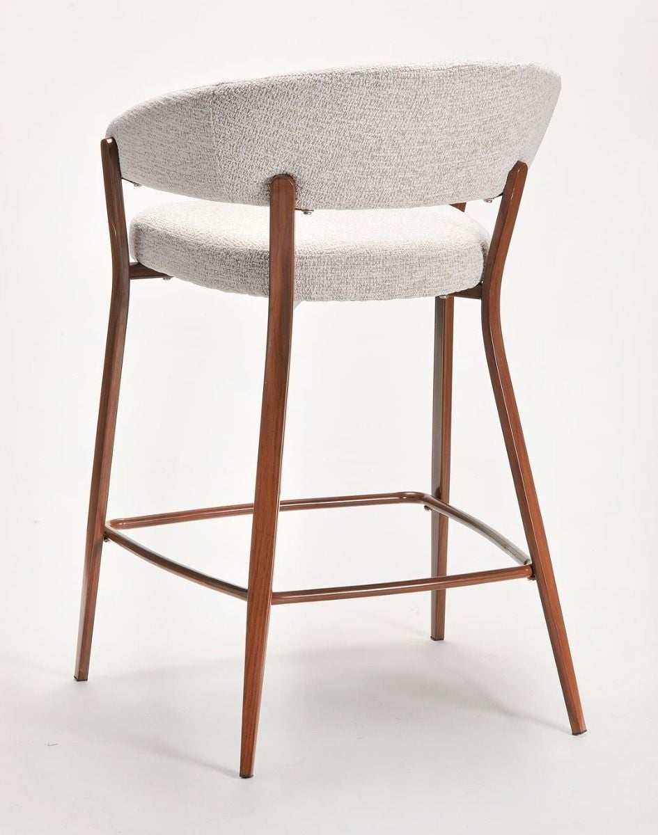 Monza Bar Stool - Linen & Walnut