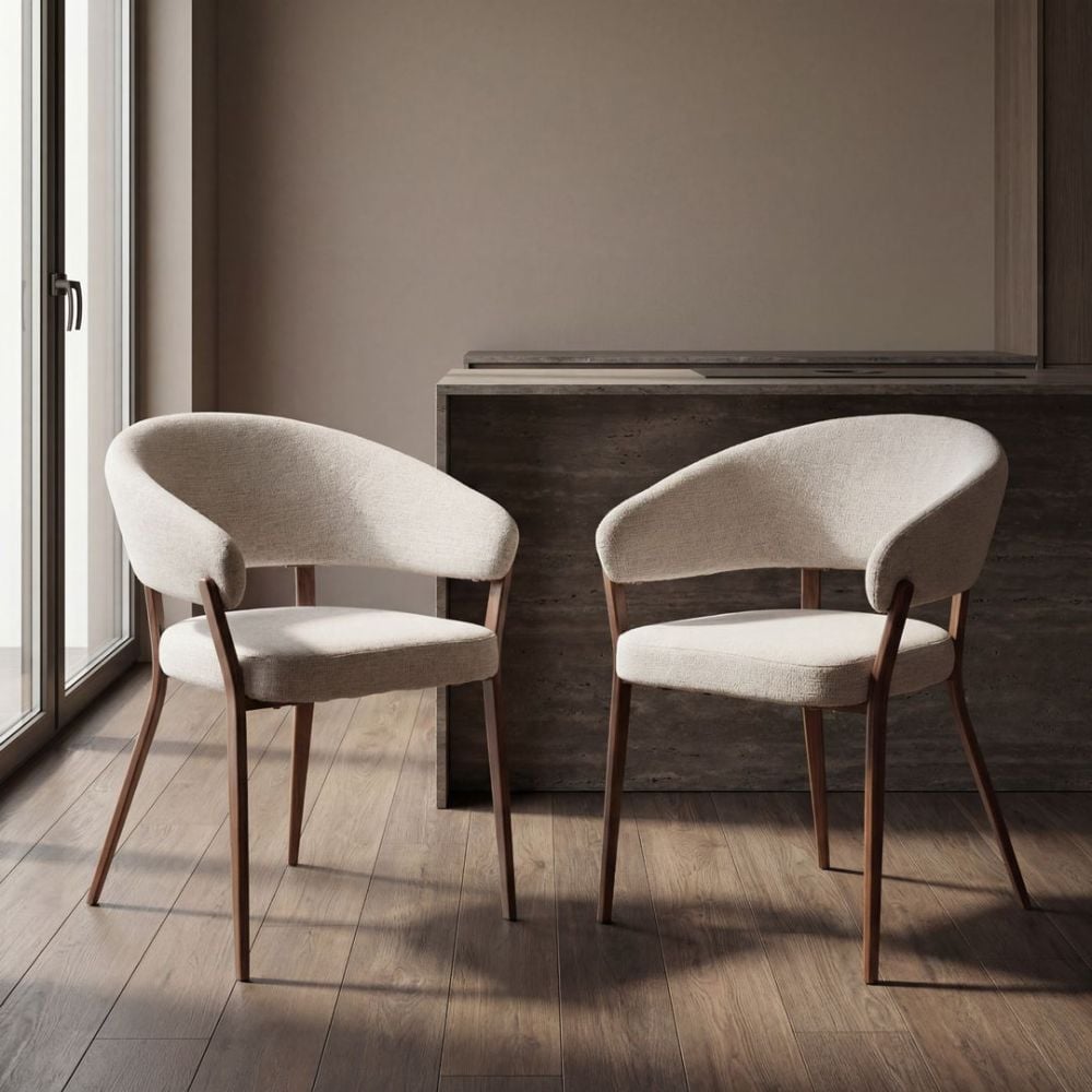 Monza Dining Chair - Linen & Walnut