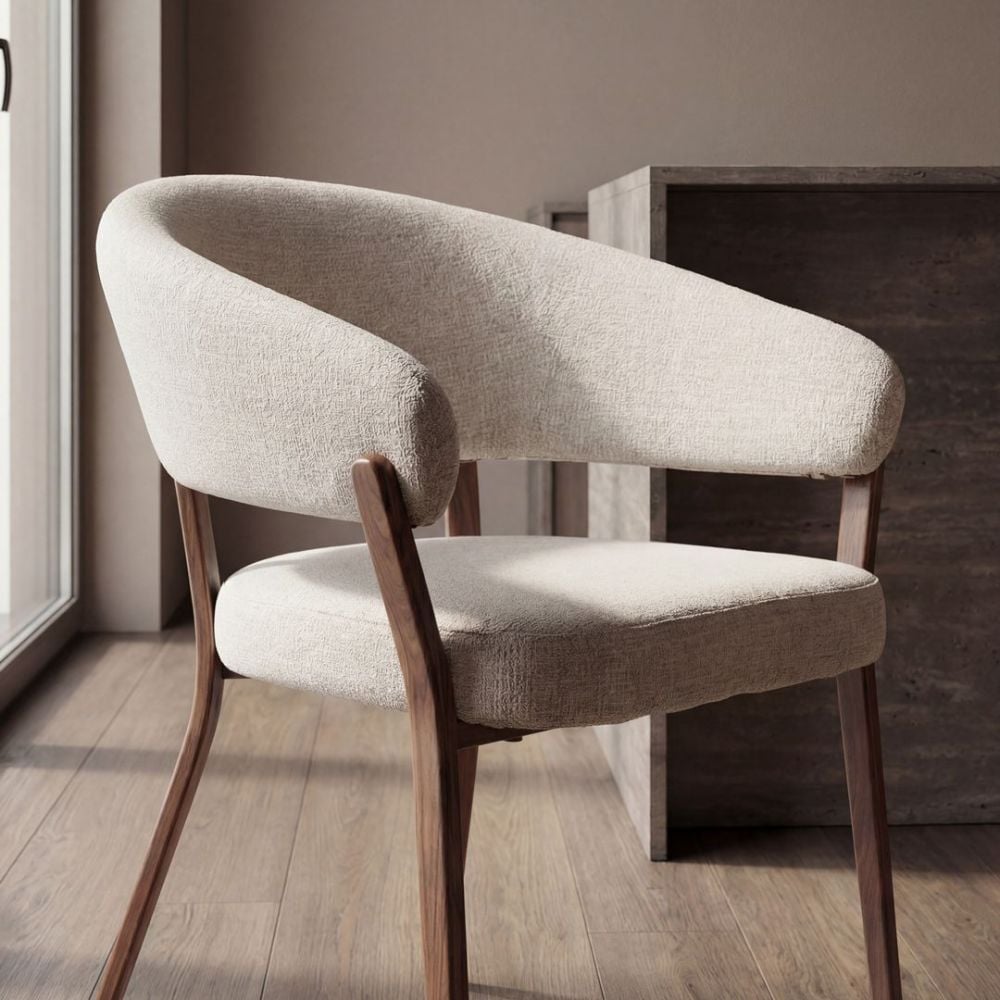 Monza Dining Chair - Linen & Walnut