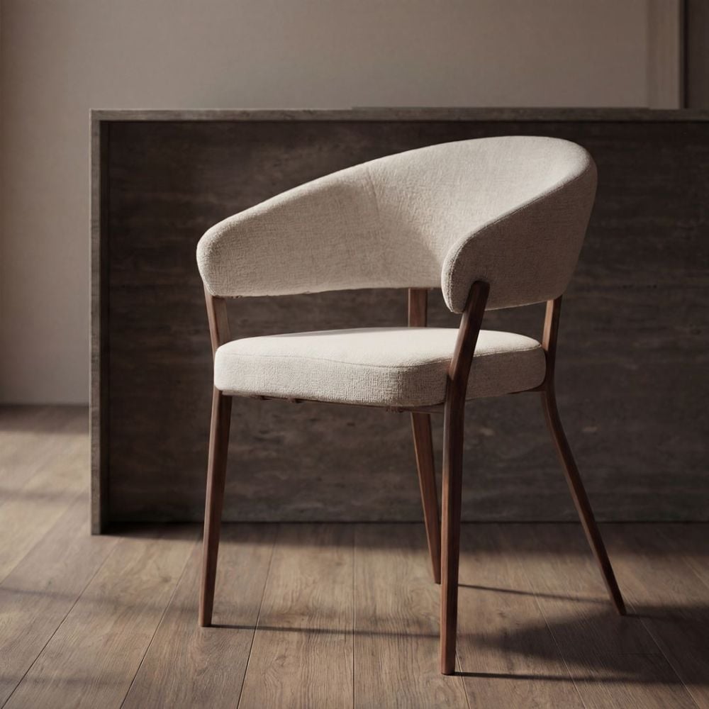 Monza Dining Chair - Linen & Walnut