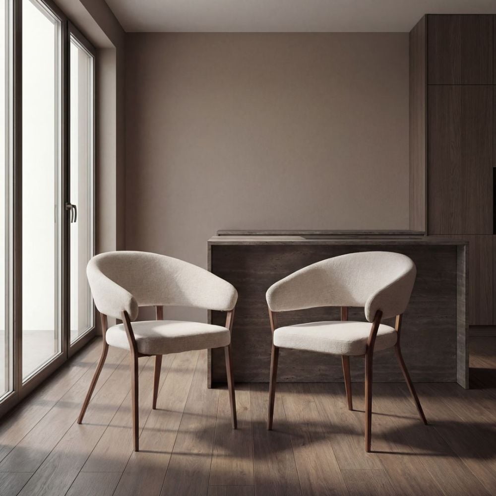 Monza Dining Chair - Linen & Walnut