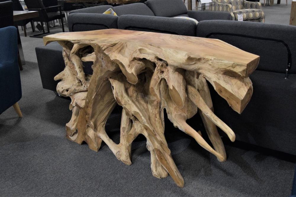 Narto Teak Root 1500 Console Table With Glass