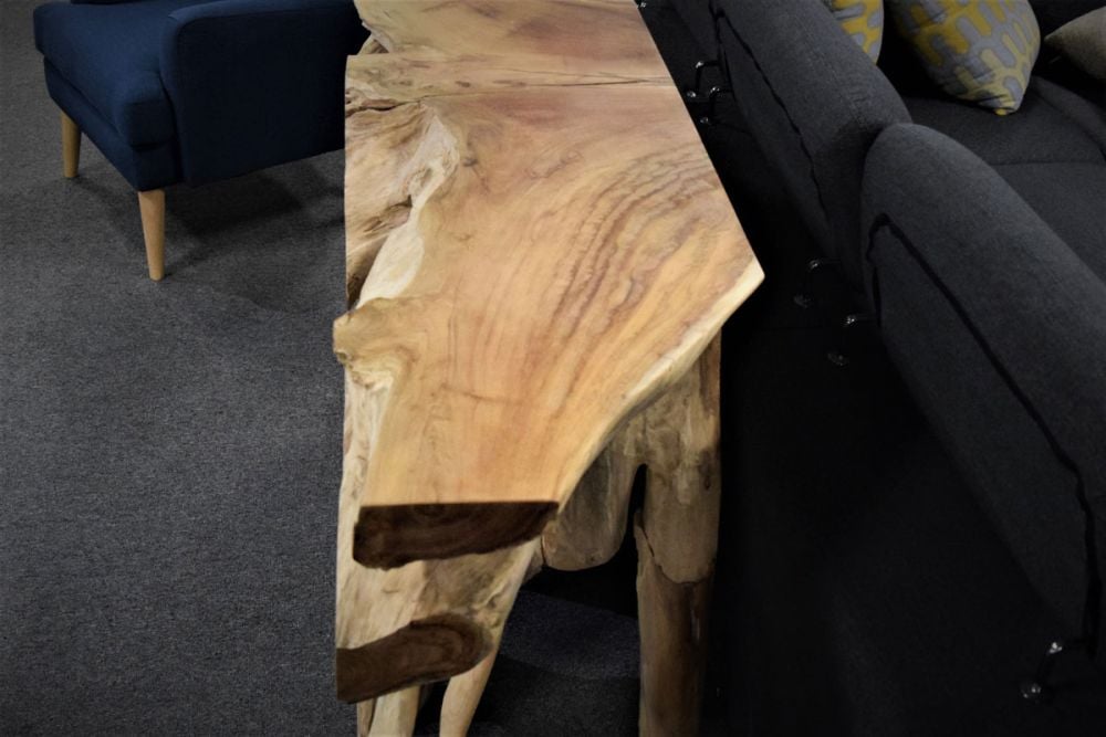 Narto Teak Root 1500 Console Table With Glass
