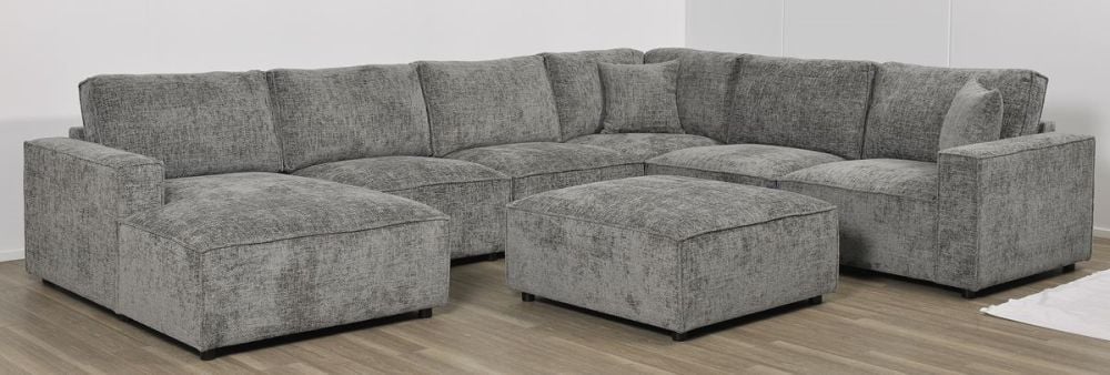 Urban 6 Seater Corner Chaise Lounge Suite - Licorice