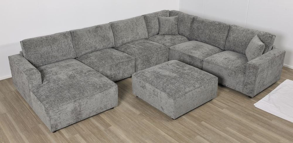 Urban 6 Seater Corner Chaise Lounge Suite - Licorice