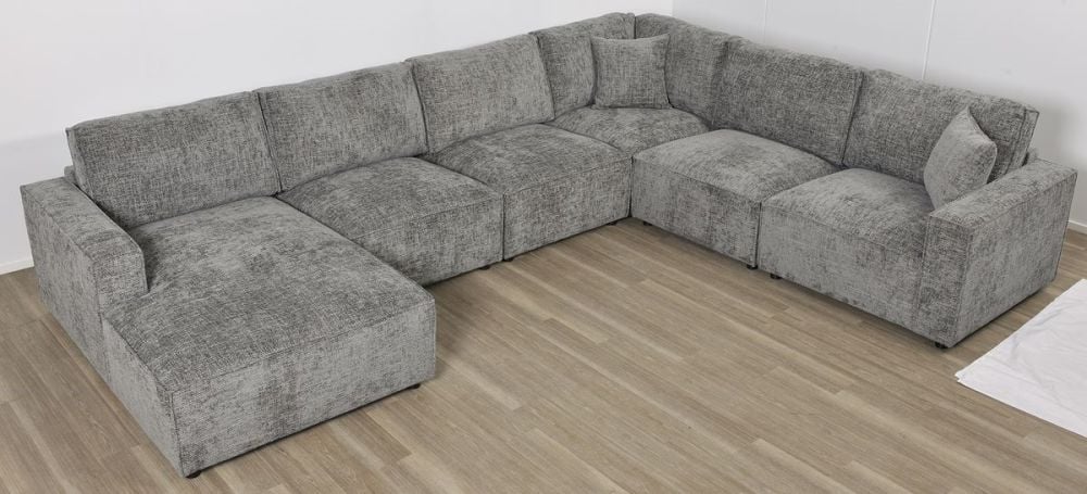 Urban 6 Seater Corner Chaise Lounge Suite - Licorice