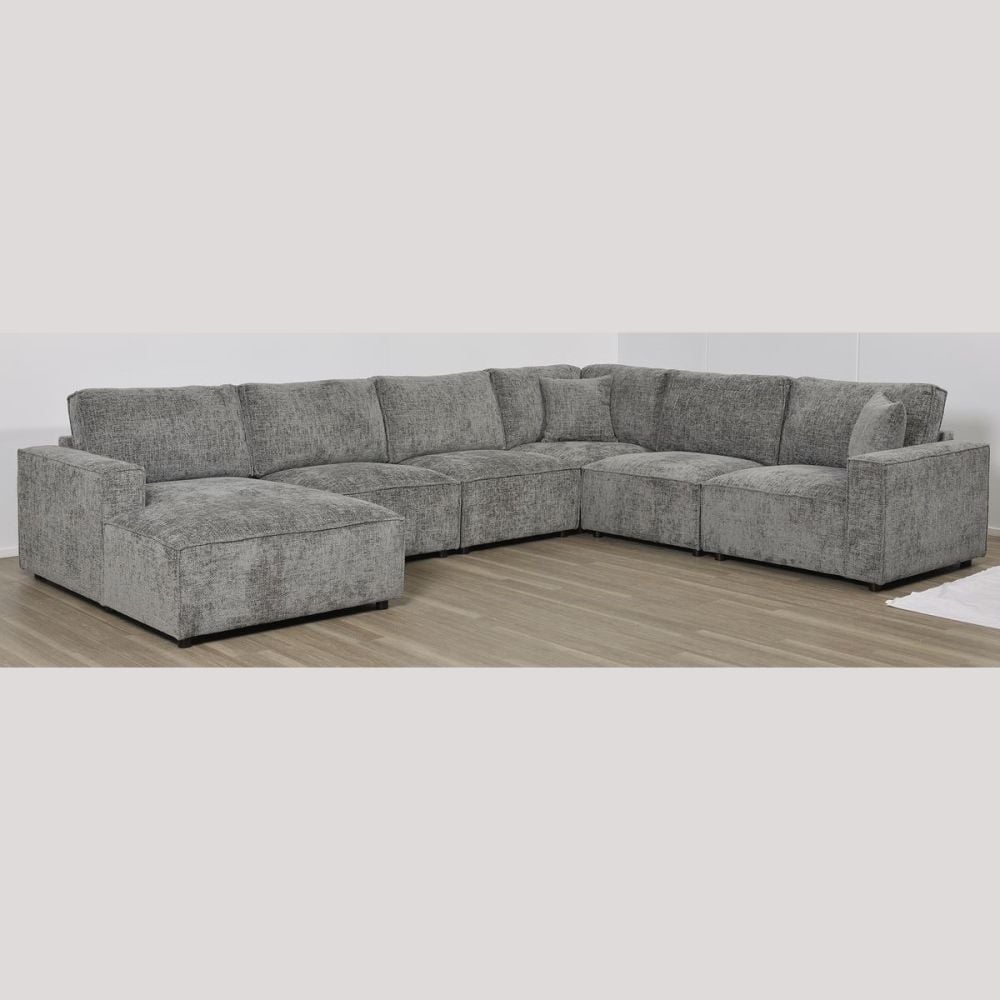 Urban 6 Seater Corner Chaise Lounge Suite - Licorice
