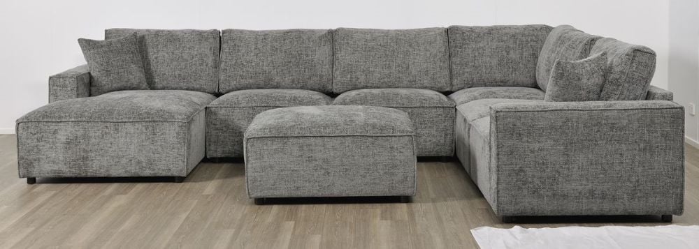 Urban 6 Seater Corner Chaise Lounge Suite - Licorice