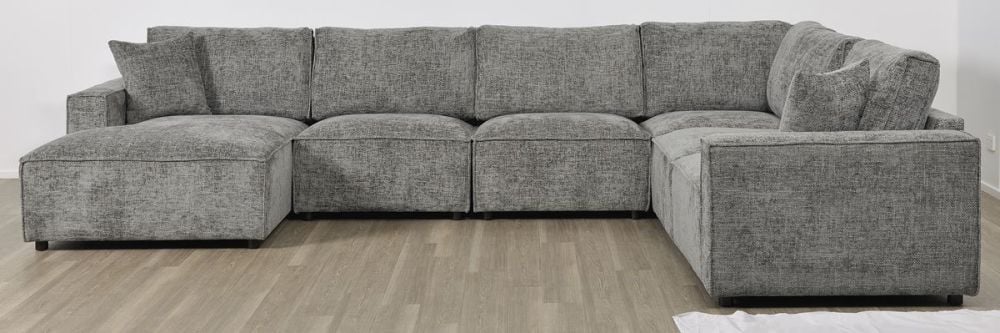 Urban 6 Seater Corner Chaise Lounge Suite - Licorice