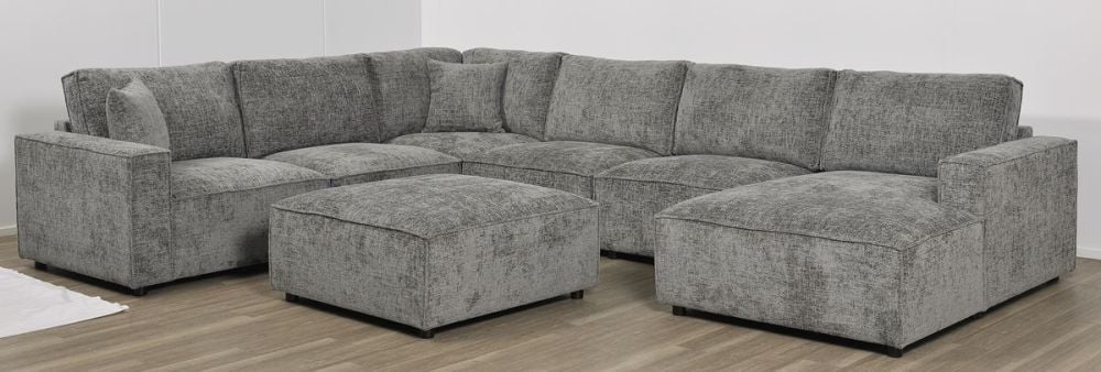 Urban 6 Seater Corner Chaise Lounge Suite - Licorice