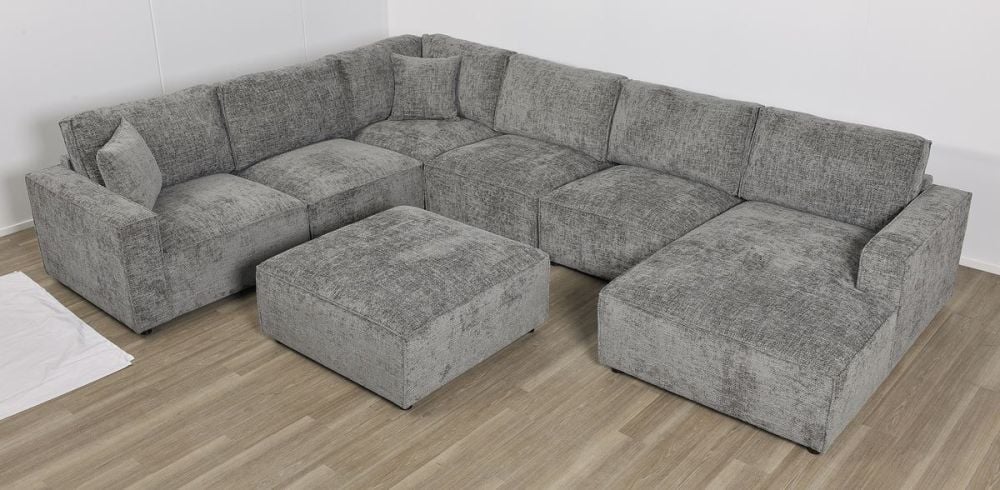Urban 6 Seater Corner Chaise Lounge Suite - Licorice