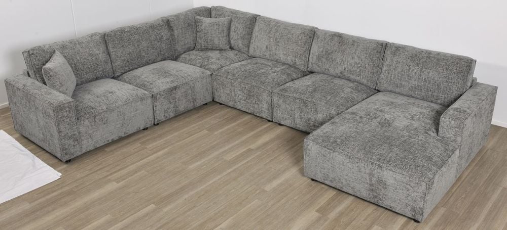 Urban 6 Seater Corner Chaise Lounge Suite - Licorice