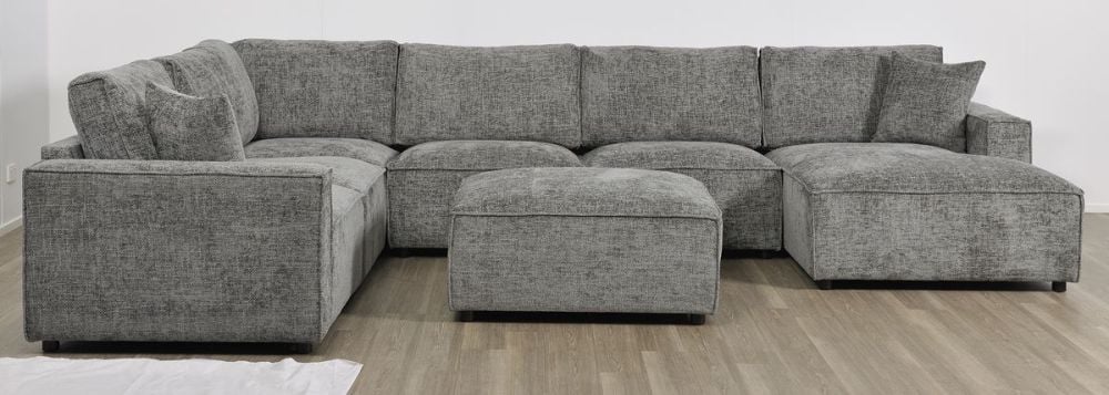 Urban 6 Seater Corner Chaise Lounge Suite - Licorice