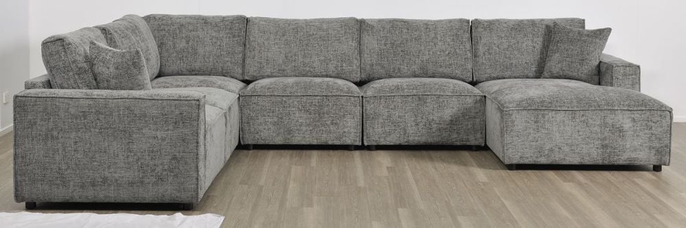 Urban 6 Seater Corner Chaise Lounge Suite - Licorice