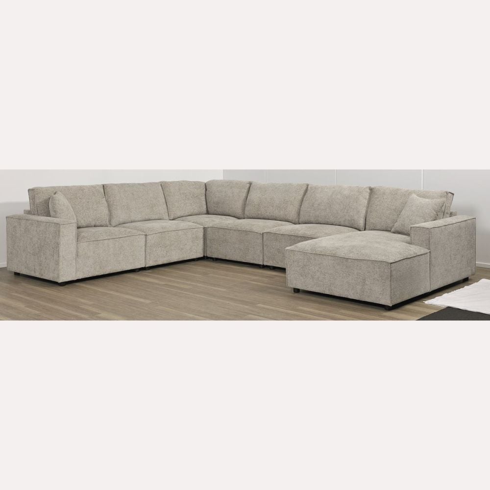 Urban 6 Seater Corner Chaise Lounge Suite - Slate