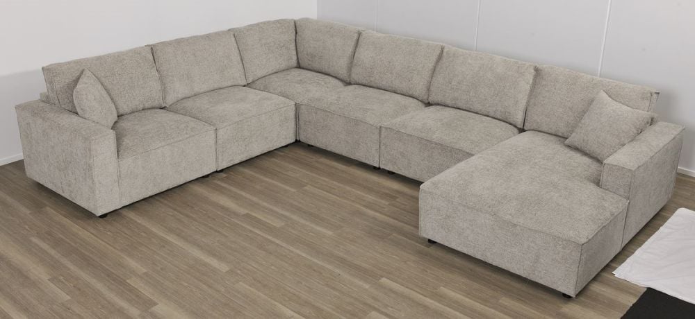 Urban 6 Seater Corner Chaise Lounge Suite - Slate