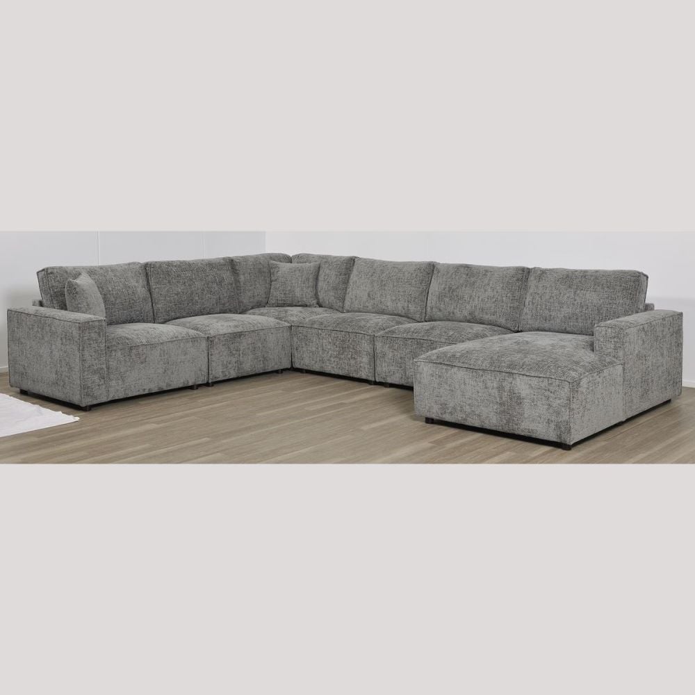 Urban 6 Seater Corner Chaise Lounge Suite - Licorice