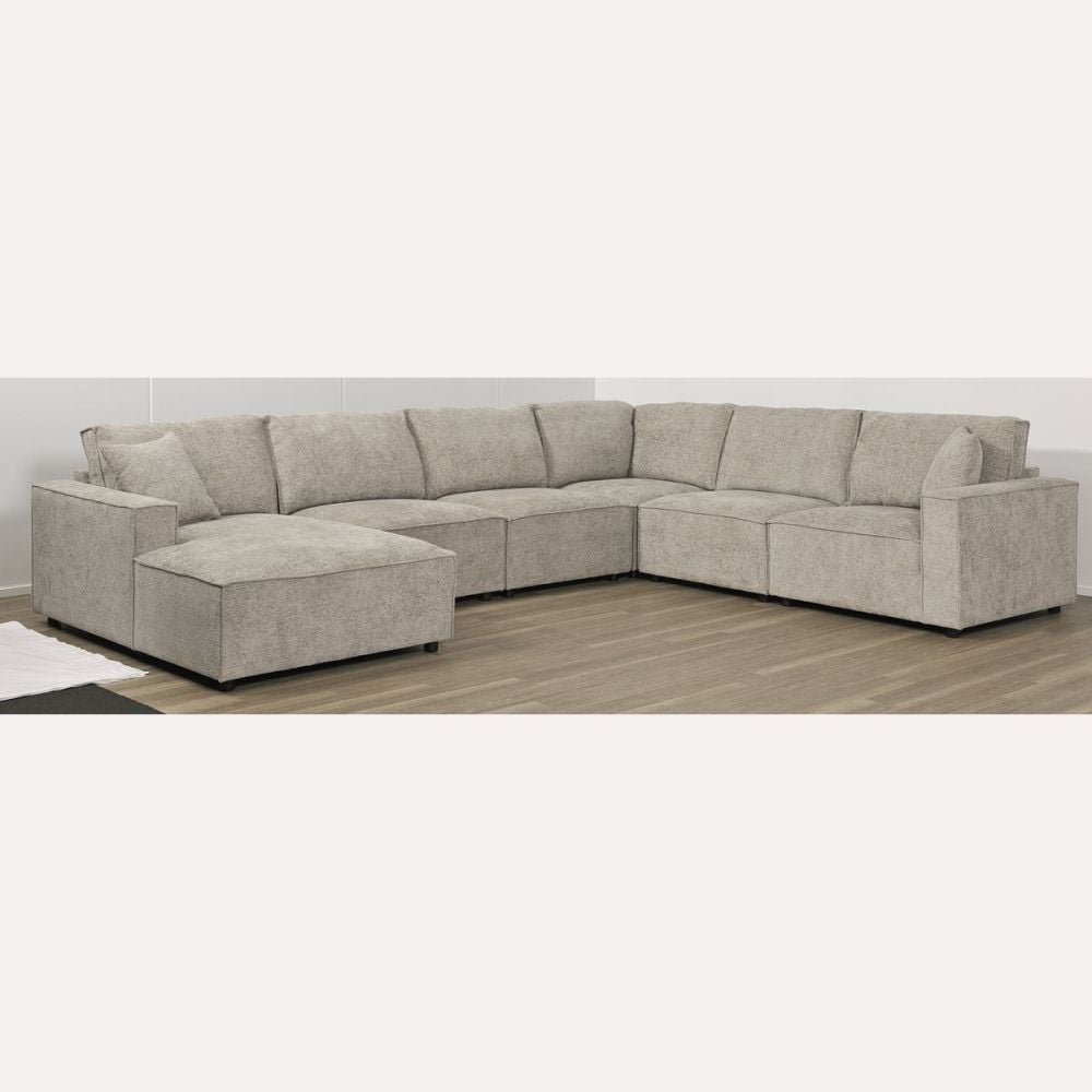 Urban 6 Seater Corner Chaise Lounge Suite - Slate