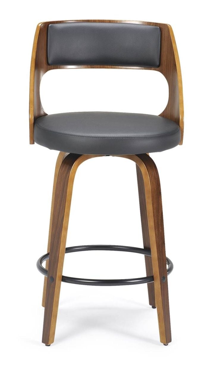 Norton Barstool - Black Base - Walnut Timber