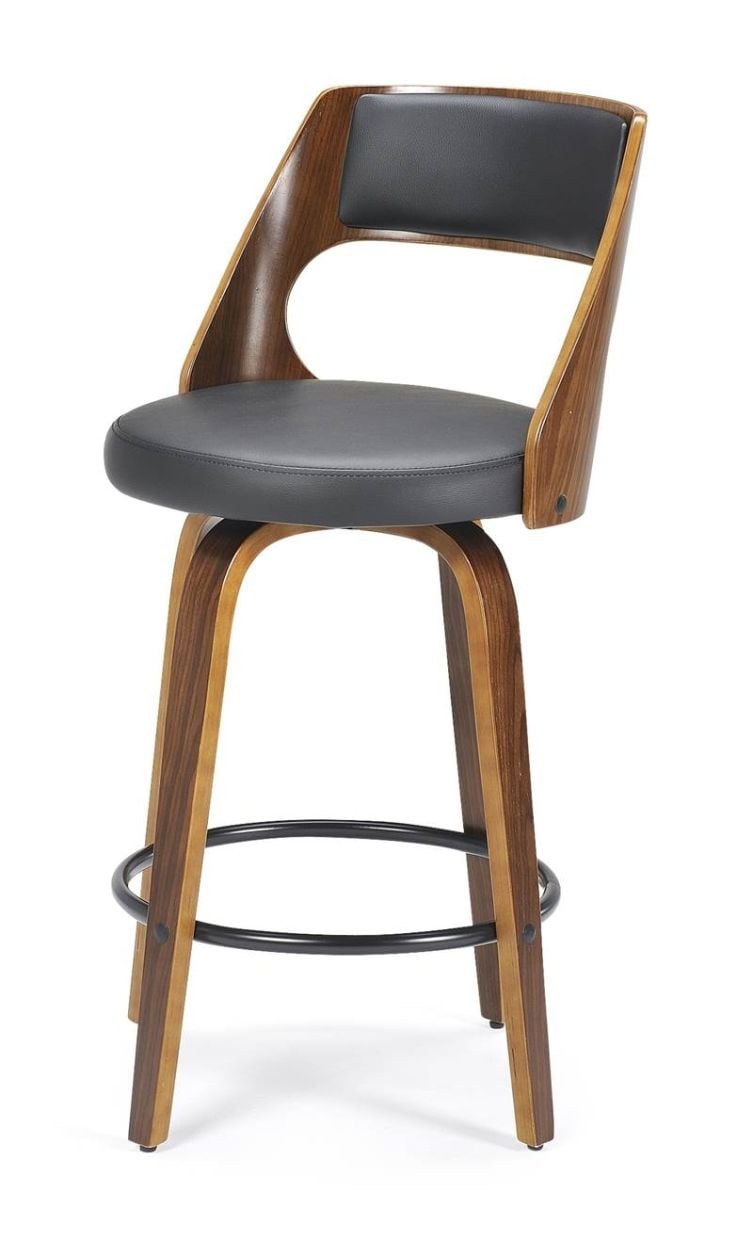 Norton Barstool - Black Base - Walnut Timber