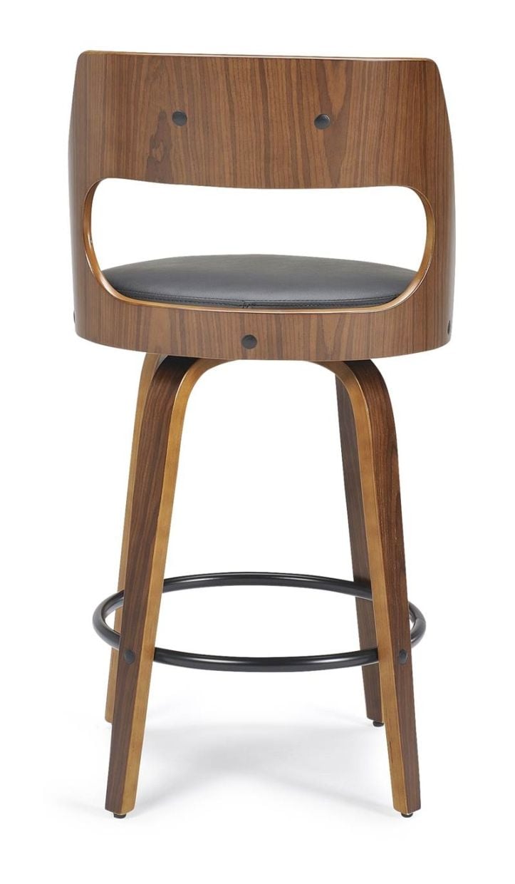 Norton Barstool - Black Base - Walnut Timber