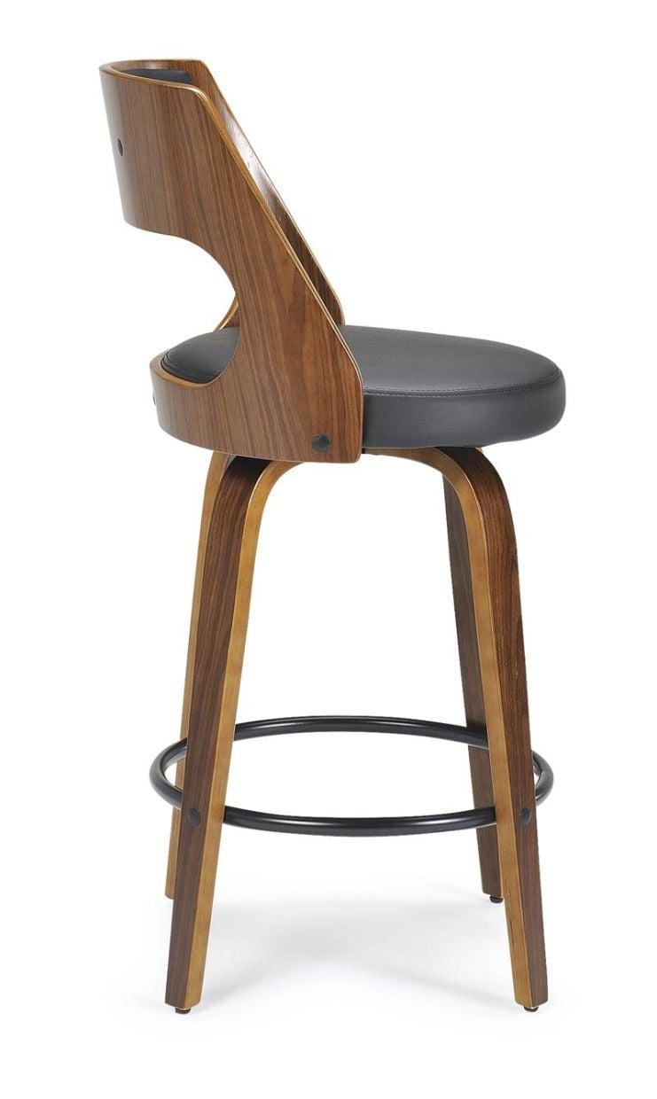 Norton Barstool - Black Base - Walnut Timber