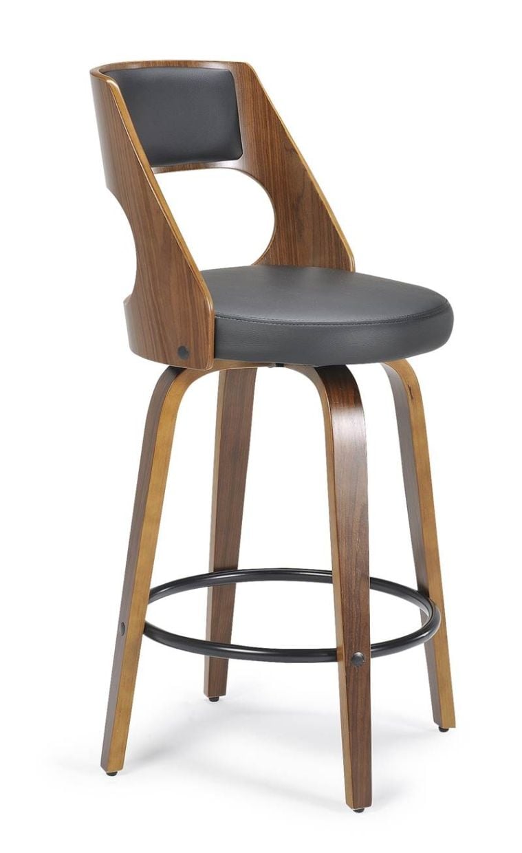 Norton Barstool - Black Base - Walnut Timber