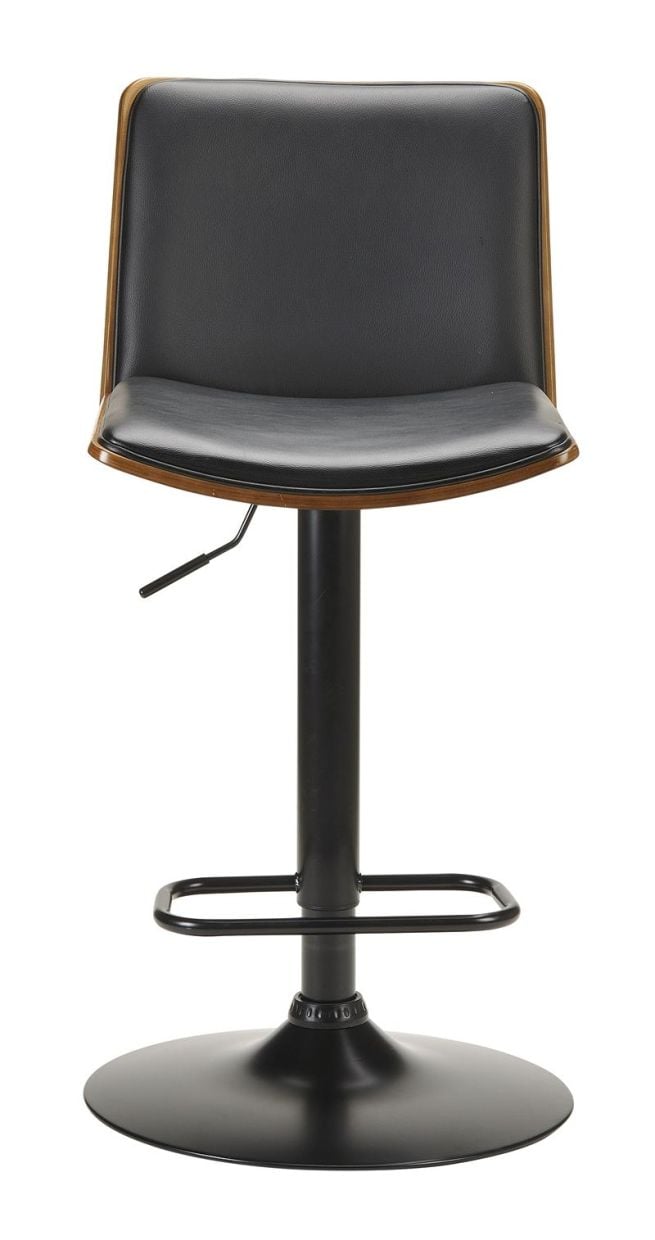 Odessa Barstool - Black PU - Walnut Timber